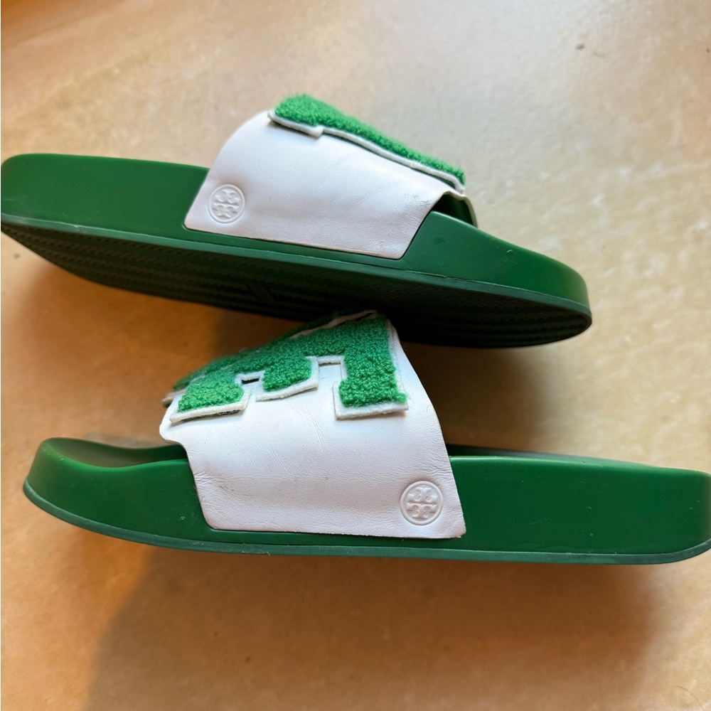 Tory Burch Sport Green LOVE Slides SZ 8 - Picture 2 of 10
